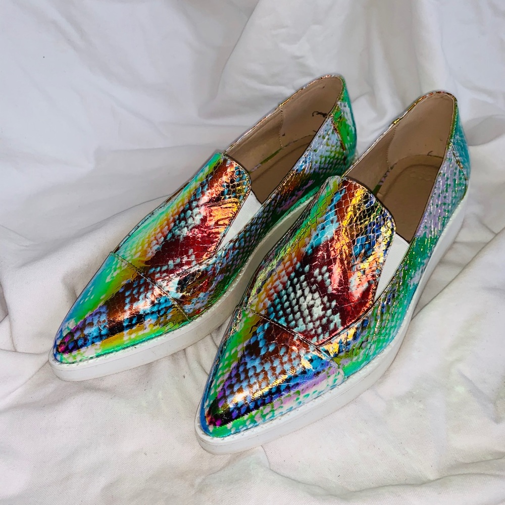 Iridescent snakeskin loafers from ASOS Sz 8
